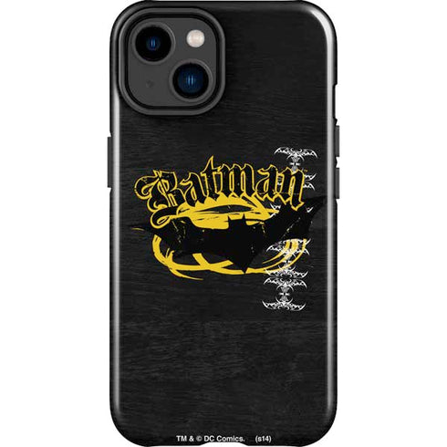 DC Comics Batman Dark Knight Logo Yellow & Black iPhone 14 Plus Impact Case