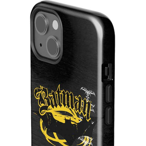 DC Comics Batman Dark Knight Logo Yellow & Black iPhone 15 Plus Impact Case