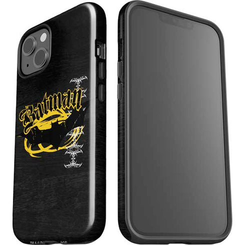 DC Comics Batman Dark Knight Logo Yellow & Black iPhone 15 Plus Impact Case