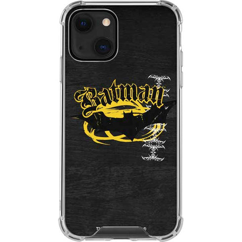 DC Comics Batman Dark Knight Logo Yellow & Black iPhone 14 Plus Clear Case