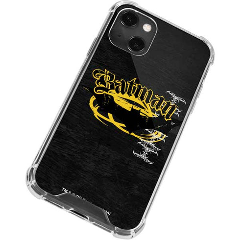 DC Comics Batman Dark Knight Logo Yellow & Black iPhone 14 Plus Clear Case