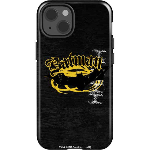 DC Comics Batman Dark Knight Logo Yellow & Black iPhone 15 Impact Case