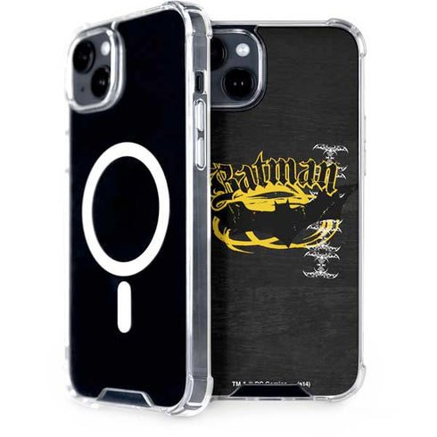 DC Comics Batman Dark Knight Logo Yellow & Black iPhone 15 Plus MagSafe Case