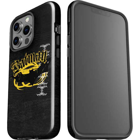 DC Comics Batman Dark Knight Logo Yellow & Black iPhone 14 Pro Impact Case