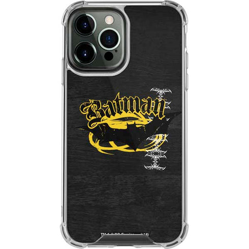 DC Comics Batman Dark Knight Logo Yellow & Black iPhone 14 Pro Max Clear Case