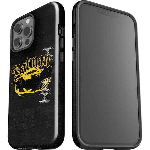 DC Comics Batman Dark Knight Logo Yellow & Black iPhone 15 Pro Max Impact Case