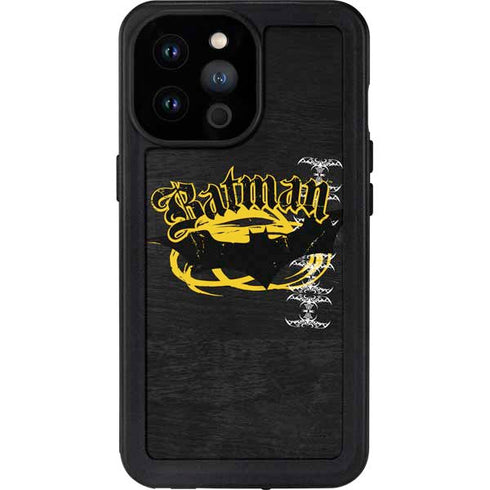 DC Comics Batman Dark Knight Logo Yellow & Black iPhone 14 Pro Max Waterproof Case