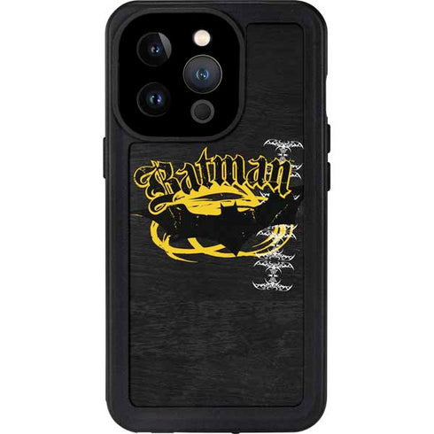 DC Comics Batman Dark Knight Logo Yellow & Black iPhone 14 Pro Waterproof Case