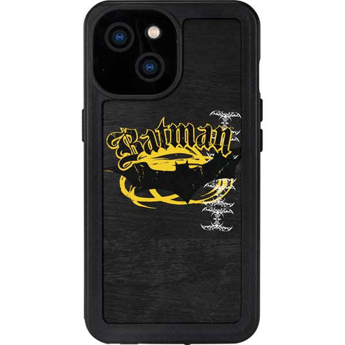 DC Comics Batman Dark Knight Logo Yellow & Black iPhone 15 Waterproof Case