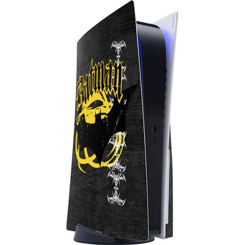DC Comics Batman Dark Knight Logo Yellow & Black PS5 Console Skin
