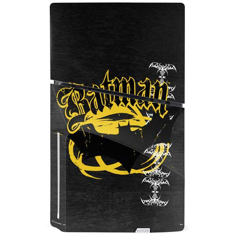 DC Comics Batman Dark Knight Logo Yellow & Black PS5 Slim Disk Bundle Skin