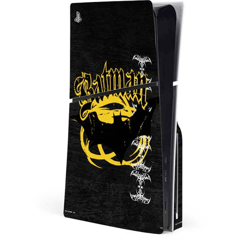 DC Comics Batman Dark Knight Logo Yellow & Black PS5 Slim Disk Console Skin