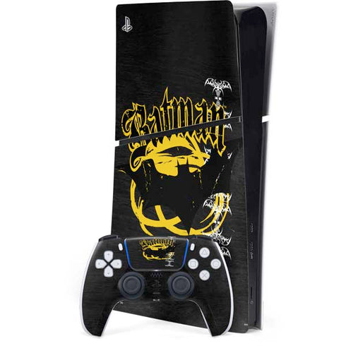 DC Comics Batman Dark Knight Logo Yellow & Black PS5 Slim Digital Edition Bundle Skin