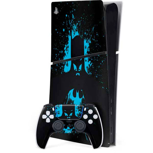 DC Comics Batman Blue Splash character shape PS5 Slim Digital Edition Bundle Skin