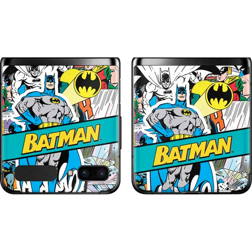 DC Comics Batman Vintage Pose Collage Art Galaxy Z Flip Skin