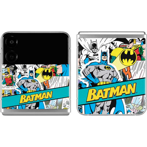 DC Comics Batman Vintage Pose Collage Art Galaxy Z Flip4 5G Skin