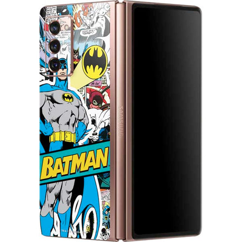 DC Comics Batman Vintage Pose Collage Art Galaxy Z Fold2 5G Skin