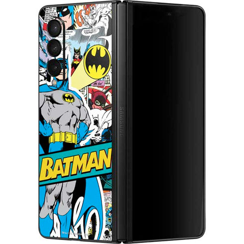 DC Comics Batman Vintage Pose Collage Art Galaxy Z Fold3 5G Skin