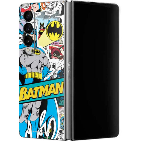 DC Comics Batman Vintage Pose Collage Art Galaxy Z Fold4 5G Skin