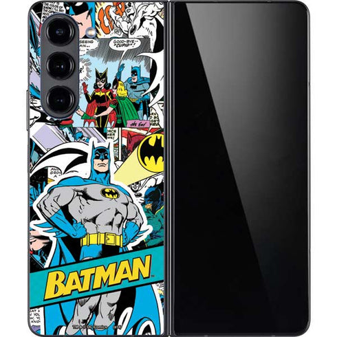 DC Comics Batman Vintage Pose Collage Art Galaxy Z Fold5 5G Skin