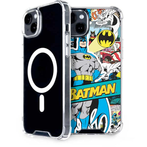 DC Comics Batman Vintage Pose Collage Art iPhone 15 Plus MagSafe Case
