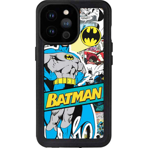 DC Comics Batman Vintage Pose Collage Art iPhone 14 Pro Max Waterproof Case