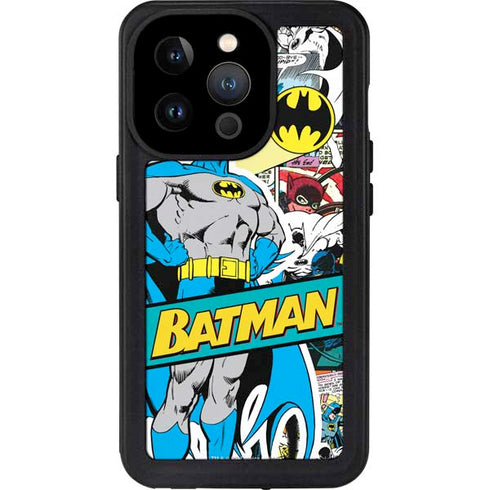 DC Comics Batman Vintage Pose Collage Art iPhone 14 Pro Waterproof Case