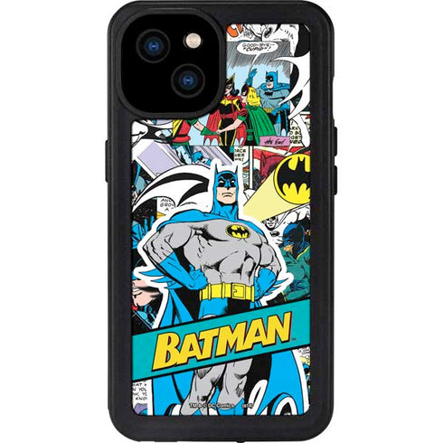 DC Comics Batman Vintage Pose Collage Art iPhone 15 Plus Waterproof Case
