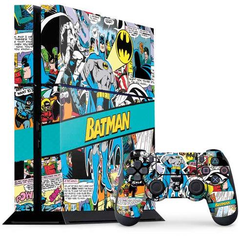 DC Comics Batman Vintage Pose Collage Art PS4 Console and Controller Bundle Skin