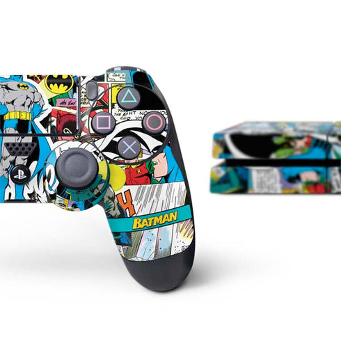 DC Comics Batman Vintage Pose Collage Art PS4 Console and Controller Bundle Skin