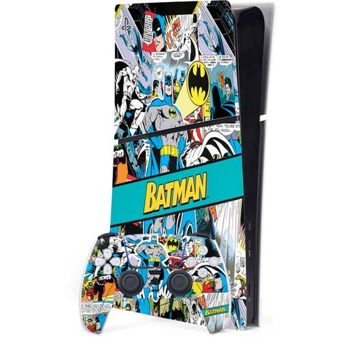 DC Comics Batman Vintage Pose Collage Art PS5 Slim Digital Edition Console Skin