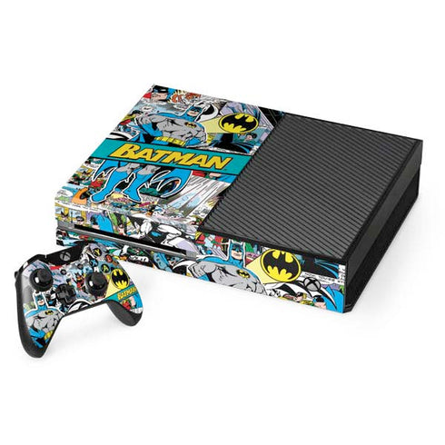 DC Comics Batman Vintage Pose Collage Art Xbox One Console and Controller Bundle Skin