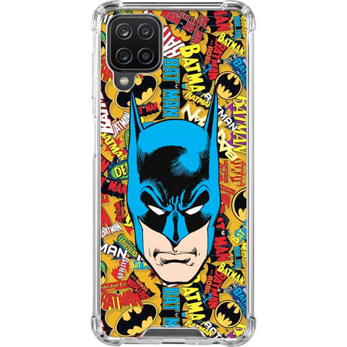 DC Comics Batman Mask Vintage Pattern Galaxy A12 Clear Case