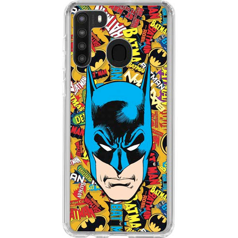 DC Comics Batman Mask Vintage Pattern Galaxy A21 Clear Case