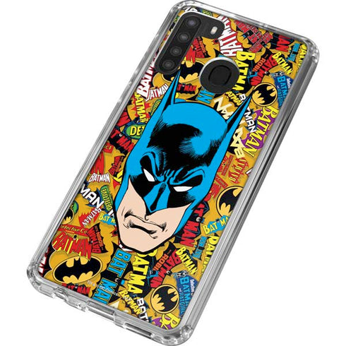 DC Comics Batman Mask Vintage Pattern Galaxy A21 Clear Case