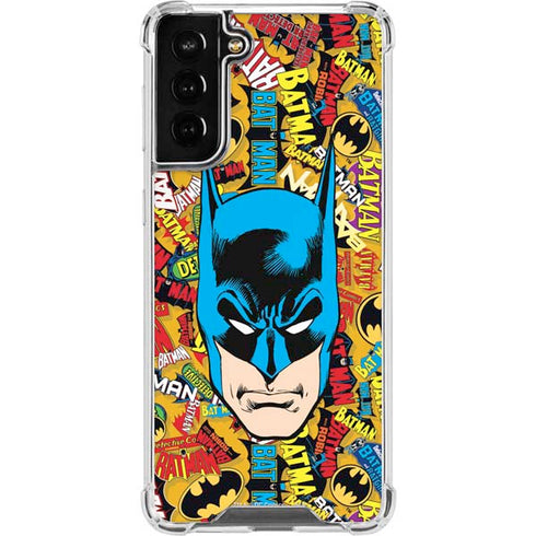 DC Comics Batman Mask Vintage Pattern Galaxy S21 FE Clear Case