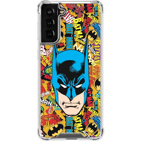 DC Comics Batman Mask Vintage Pattern Galaxy S21 Plus 5G Clear Case
