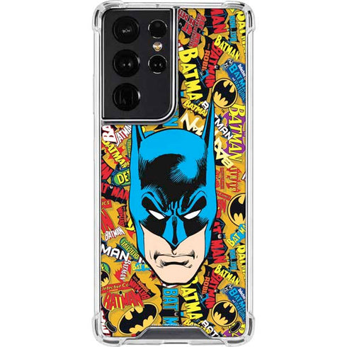 DC Comics Batman Mask Vintage Pattern Galaxy S21 Ultra 5G Clear Case
