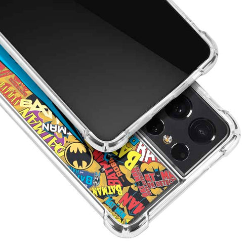DC Comics Batman Mask Vintage Pattern Galaxy S21 Ultra 5G Clear Case