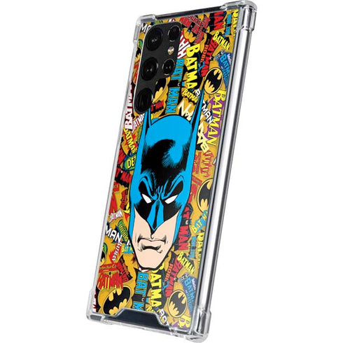 DC Comics Batman Mask Vintage Pattern Galaxy S22 Ultra Clear Case
