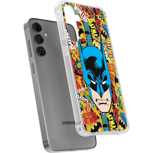 DC Comics Batman Mask Vintage Pattern Galaxy S24 Plus Clear Case