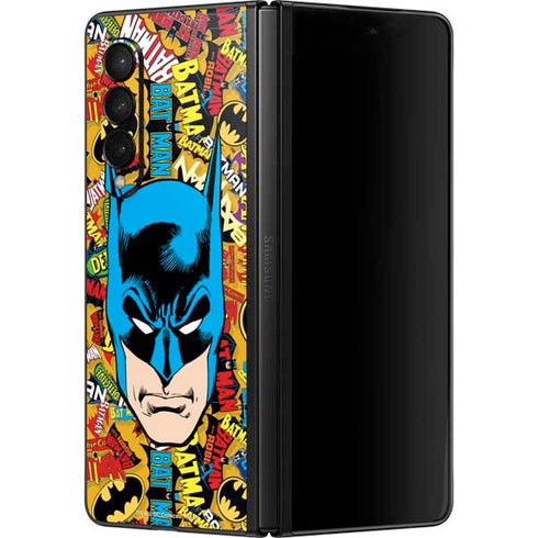 DC Comics Batman Mask Vintage Pattern Galaxy Z Fold3 5G Skin