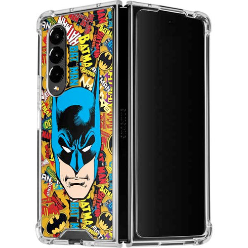 DC Comics Batman Mask Vintage Pattern Galaxy Z Fold4 5G Clear Case