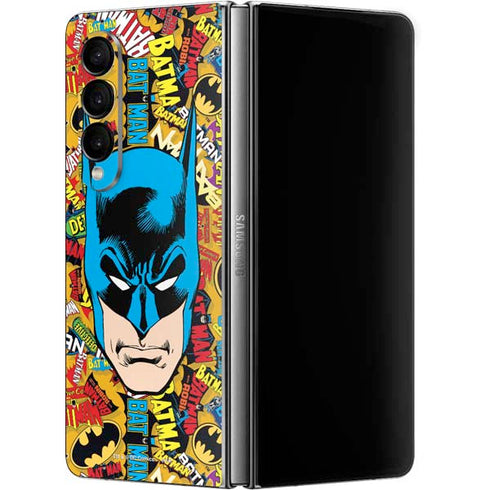 DC Comics Batman Mask Vintage Pattern Galaxy Z Fold4 5G Skin
