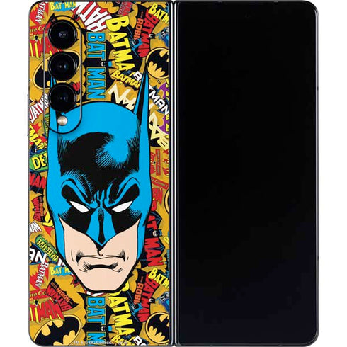 DC Comics Batman Mask Vintage Pattern Galaxy Z Fold4 5G Skin