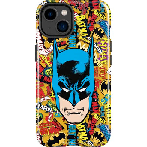 DC Comics Batman Mask Vintage Pattern iPhone 14 Plus Impact Case