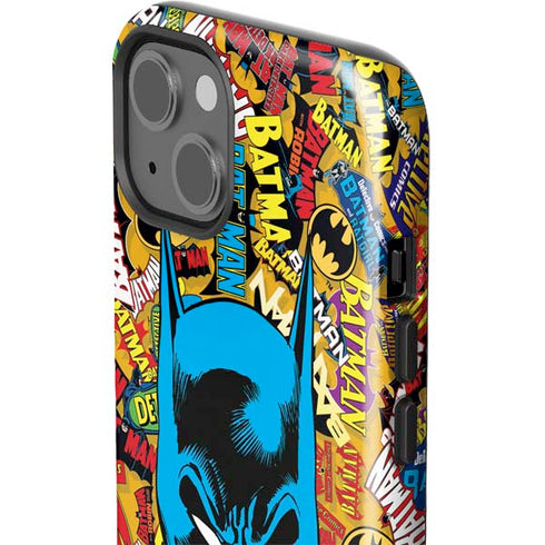 DC Comics Batman Mask Vintage Pattern iPhone 15 Plus Impact Case