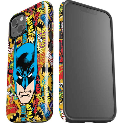 DC Comics Batman Mask Vintage Pattern iPhone 15 Plus Impact Case