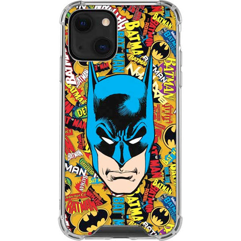 DC Comics Batman Mask Vintage Pattern iPhone 14 Plus Clear Case