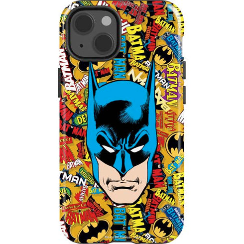 DC Comics Batman Mask Vintage Pattern iPhone 15 Impact Case
